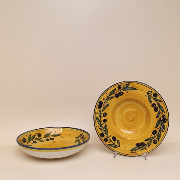 SET OF PASTA-SOUP BOWLS, CM.22 DIAMETER, CM.5H. DESIGN: OLIVO FONDO GIALLO